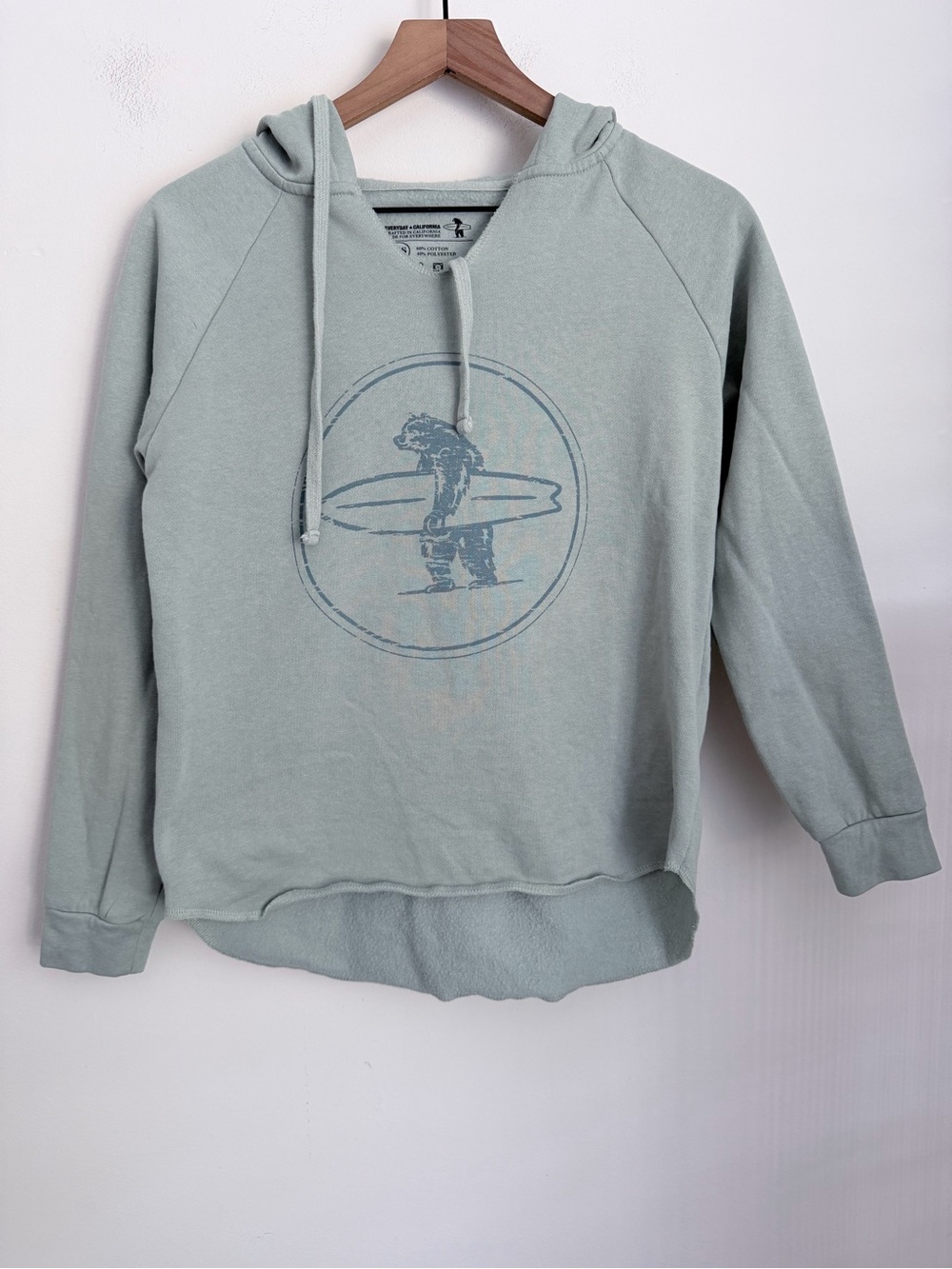 Everyday California Torrey Pines Hoodie Lightweight Sage green Surfer bear XS